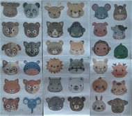 Stickerarksæt med 36 dyreansigter
